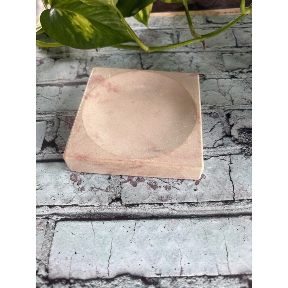 Handmade Soap Dish Cement Soap Holder Square Bathroom Kitchen Marbled